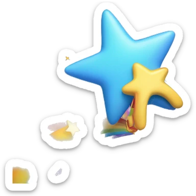  shooting star with a rainbow trail following behind sticker