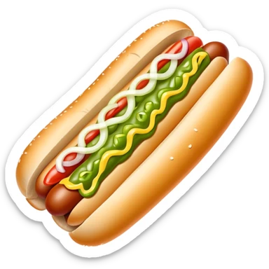 Chicago hotdog with yellow mustard, relish, diced onions sticker