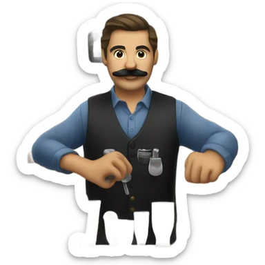 Bartender with mustache making drinks sticker