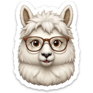 White Llama with prescription glasses sticker