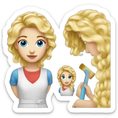 Blonde blue eyes artist painter sticker