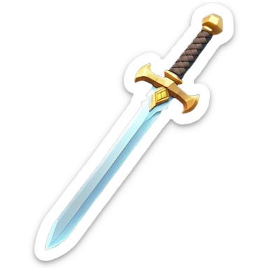 Clash of Clans aesthetic: Cinematic Playful Pixel 3D Sword Emoji, rendered in a 3D vector-style similar to standard emojis with minimal shading and bold, simplified shapes. A compact, distinct form with signature details, softly glowing with a pixelated adventure charm. Simplified yet unmistakably iconic, highly detailed and consistent, glowing with a soft radiance and high shine. Stylized with a touch of classic pixel-art charm and a soft glowing outline, capturing the essence of a beloved gaming relic with a friendly, playful manner! sticker