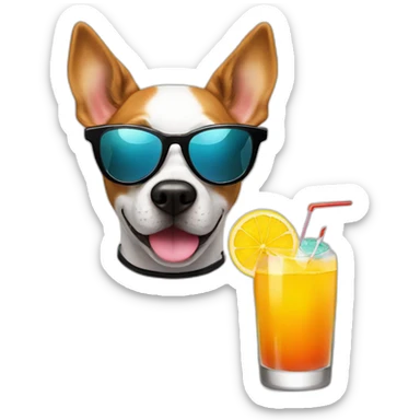 Dog in sunglasses with the glass of coctail sticker