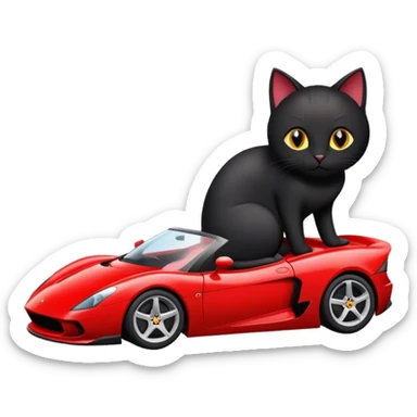 Black cat in a red sport car sticker