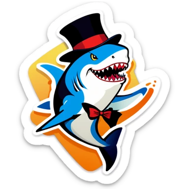 Shark with a top hat sticker