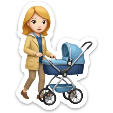 A woman with a stroller sticker