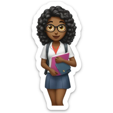 Muchacha negra estudiando en la universidad  sticker