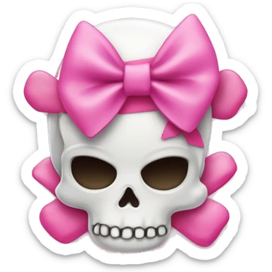 Pink Girly Skull and crossbones with pink bow  sticker