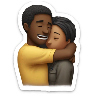 people hugging but one makes a sign of silence sticker