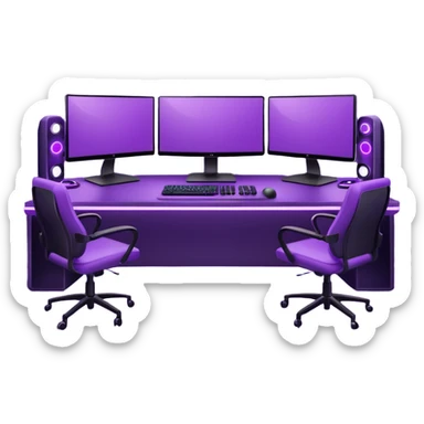 purple gaming setup with two monitors sticker