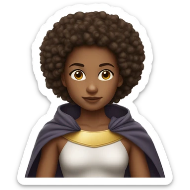superhero, child, girl, long afro brown hair, brown eyes, Hispanic, freckles   sticker