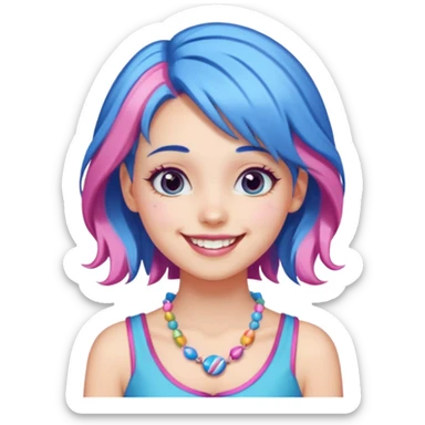 candy girl from candyland blue pink mixed hair sticker