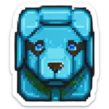 Minecraft logo inspired icon, blocky pixel art style sticker
