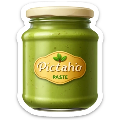 A jar of creamy pistachio paste without a lid sticker
