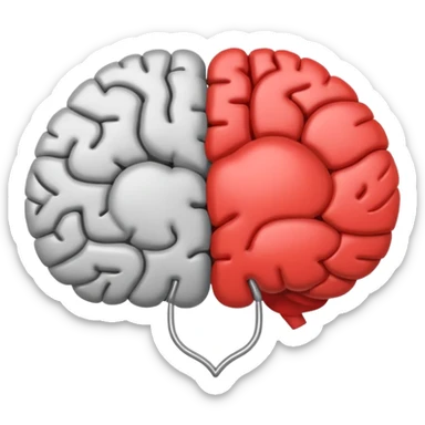brain and heart connected by a line sticker