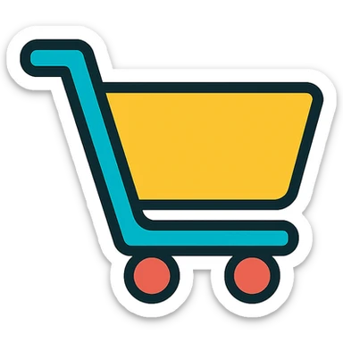 lineal color cart icon with black outlines, no text sticker