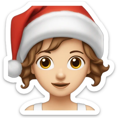 white-girl-brown hair-brown-eyes-wearing-santa-hat sticker