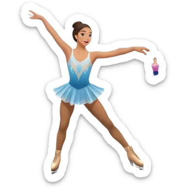 An icon featuring a graceful figure skater performing a flawless routine on an ice rink. The background shows a grand arena, Madison Square Garden, filled with spectators. Snowflakes and spotlights add to the elegance and beauty of the performance. Transparent background. sticker