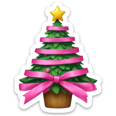 christmas tree with pink bows sticker