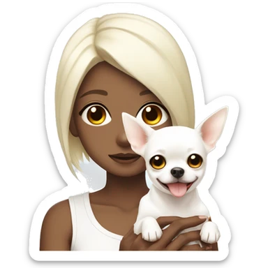 Cute anime girl and his white chihuahua sticker