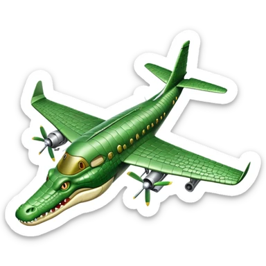 bombardilo crocodilo a green crocodile that is a war plane (a war plane with crocodile's head) sticker