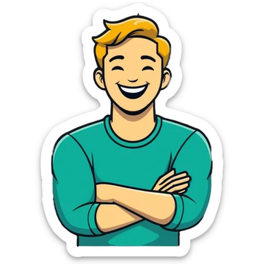 Arms crossed holding neck laughing guy sticker