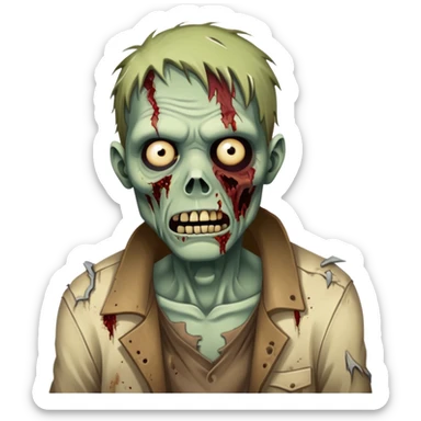 zombie character with decaying features and torn clothing sticker