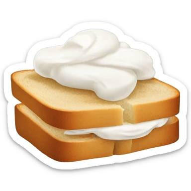 cut sandwich bread filled with whipped cream sticker