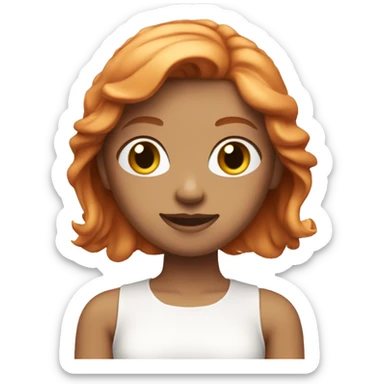 Very pretty ginger girl with straight hair a pink crop top and a white skirt sticker