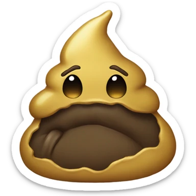 A sad Gold poo  sticker