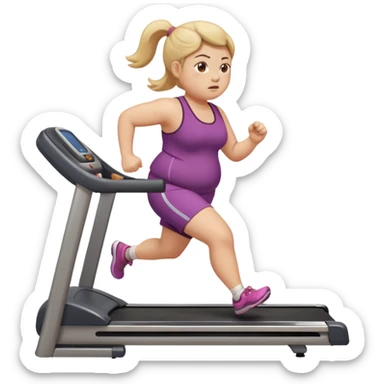 girl running on treadmill fat sticker