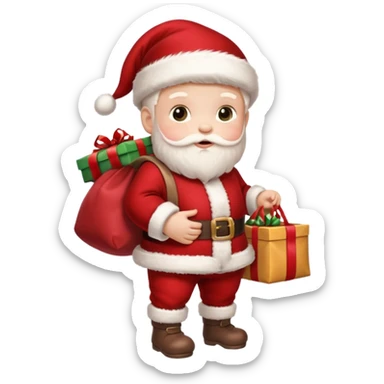 baby Santa Claus is carrying a bag of presents  sticker