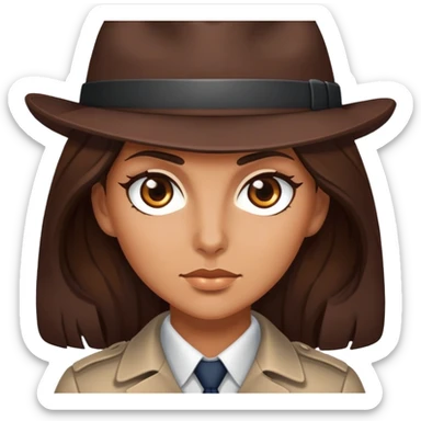 female detective with brown eyes and tanned skin and long chocolate brown hair sticker