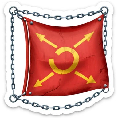 red flag with chainsmaking a square in his center sticker