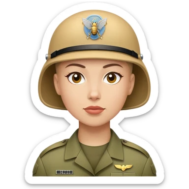 female soldier with a buzz cut sticker