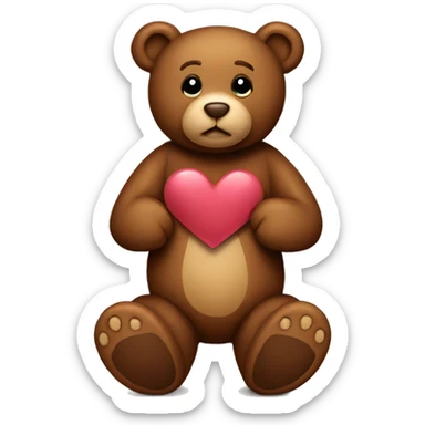 brown teddy bear with brown heart sticker