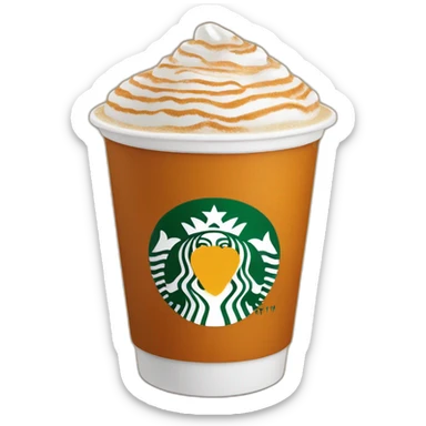 Pumpkin spice latte in a Starbucks cup sticker