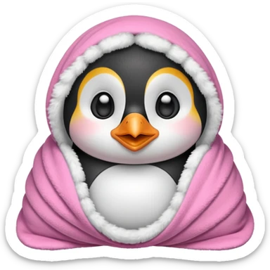 Cute penguin wrapped on pink blanket sticker