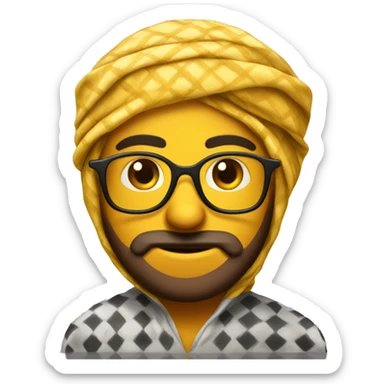 Yellow arab emoji wearing a keffiyeh  sticker