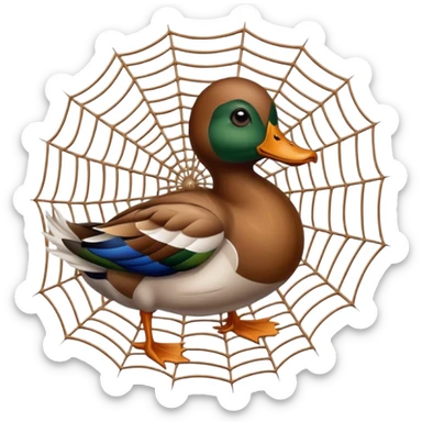 A duck stuck in spider webs  sticker