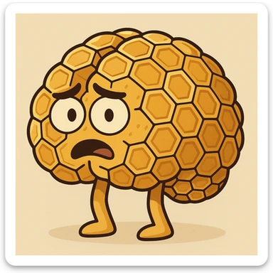 a brain made out of honeycomb, cartoon style sticker