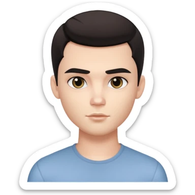 Very pretty handsome bratz man,  short dark hair, has black eyes , pale skin, defined jawline sticker