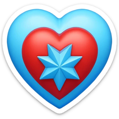 A blocky geometric red 3D heart with a glowing blue star inside sticker