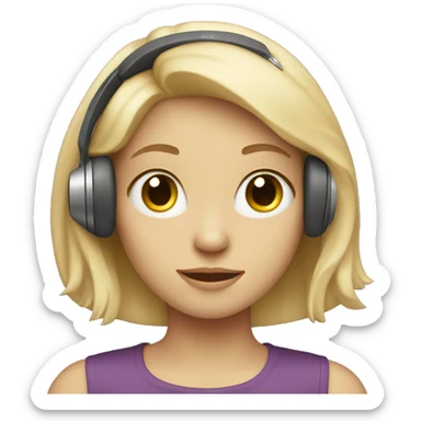 A girl with a pale face wearing headphones sticker