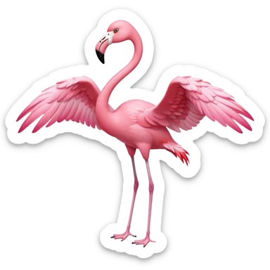 flamingo with wings spread sticker