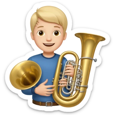 Boy with 7 arms playing tuba sticker