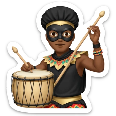 Masked Festival Drummer black man sticker