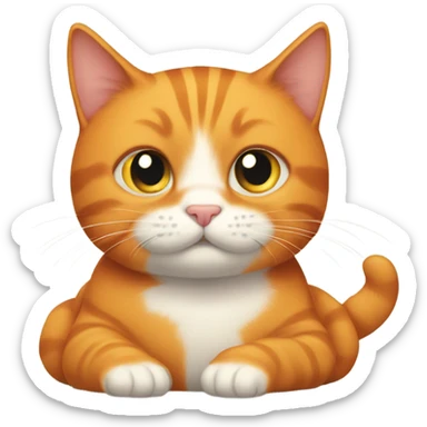 Orange cat sitting belly up sticker