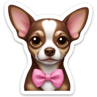 Chihuahua chocolate Brown with White Stroke on the forhead and a pink nose and a pink bow  sticker