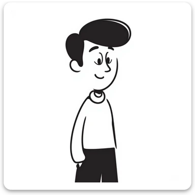 Simple drawing of a man with an unusually large forehead, cartoon character, male sticker